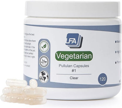 Empty Capsules Size 1 - Vegan Pullulan - 120 Count - DIY Vitamin Capsule Filling