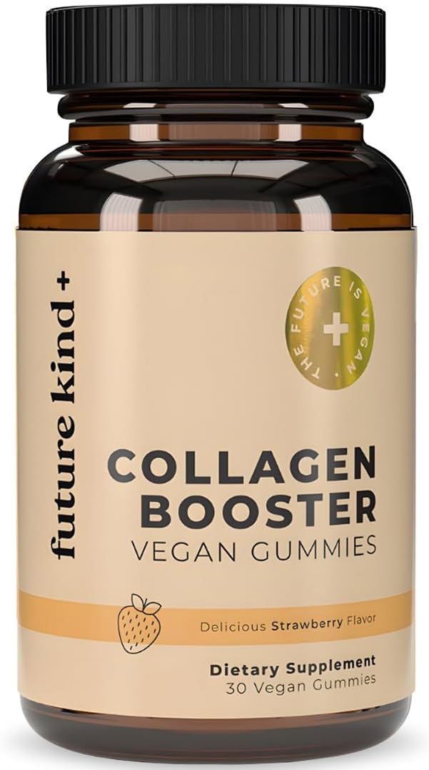 Future Kind Vegan Biotin Gummies for Hair, Skin and Nails – Vegan Collagen Supplement with Vitamin A, C & E – Natural Strawberry Flavour – 30 Gummies - görsel 1