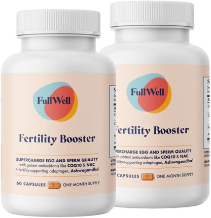 FullWell Fertility Booster - Conception Support for Men & Women - Supports Egg & Sperm Quality - Reproductive Health - CoQ10, Ashwagandha, NAC & ALA - 60 Capsules, 2 Pack (60 Servings)