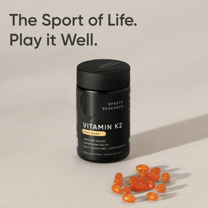 Sports Research Vitamin K2 as MK-7 100mcg with Coconut MCT Oil – 120 Veggie Softgels