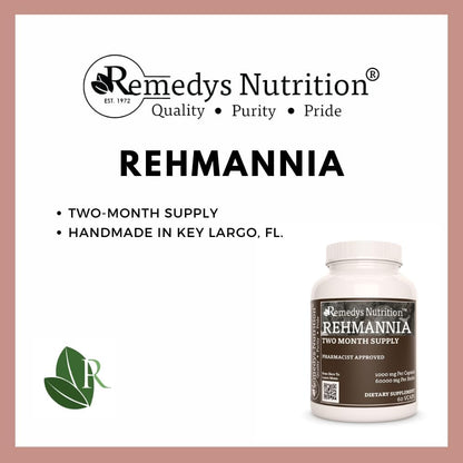 Rehmannia Root - 1,000 mg, 60 Vegan Capsules Herbal Food Supplement - 2 Month Supply