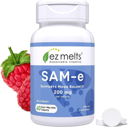 EZ Melts Dissolvable SAM-e 200 mg Supplement – Sugar-Free, 30-Day Supply