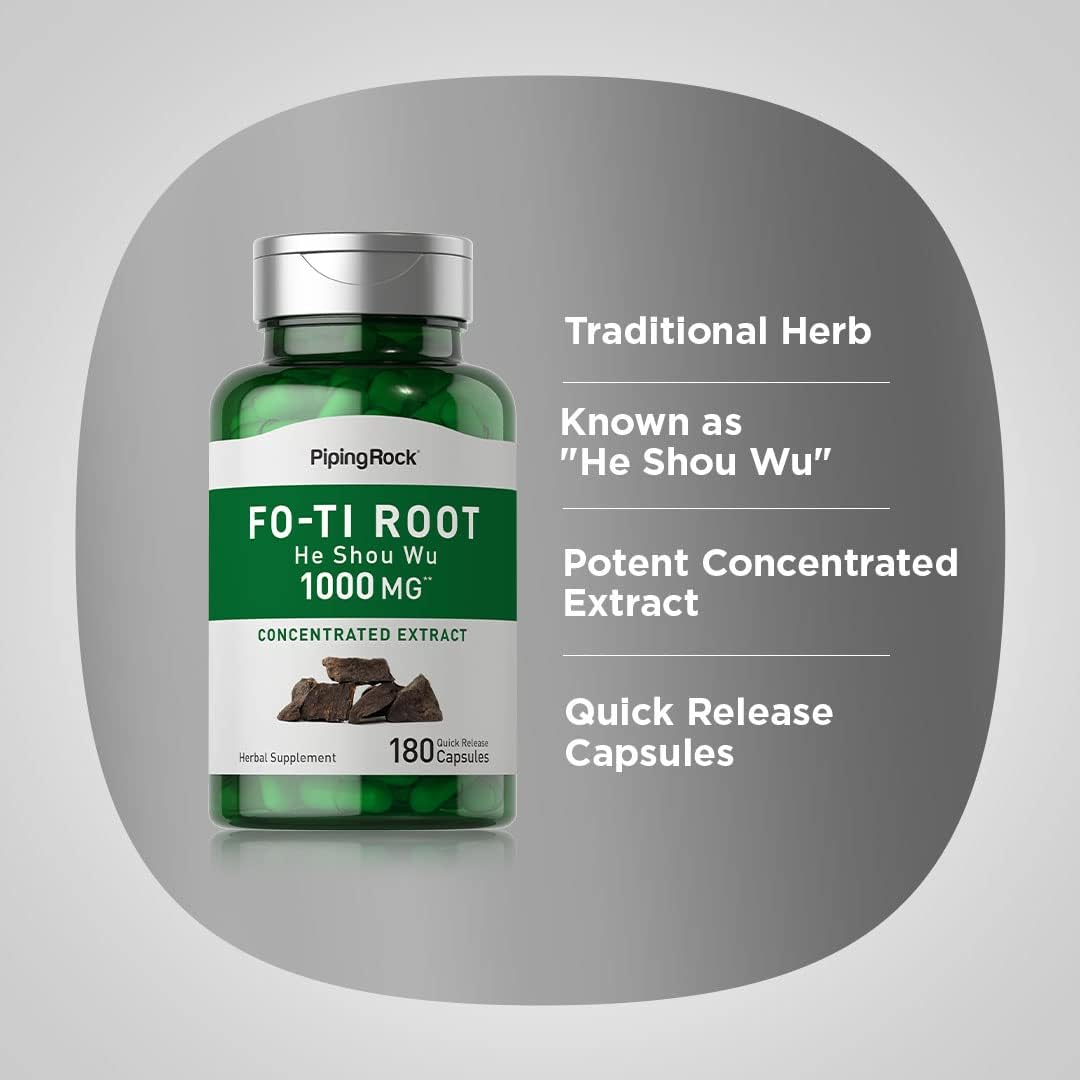 Piping Rock Fo-Ti Root Extract – 180 Capsules | He Shou Wu Supplement - görsel 4