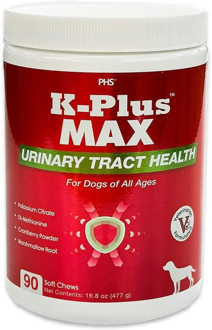 Urinary Tract Health Soft Chews for Dogs – Cranberry, DL-Methionine, Potassium Citrate – Supports Bladder and Kidney Health – 90 Chews
