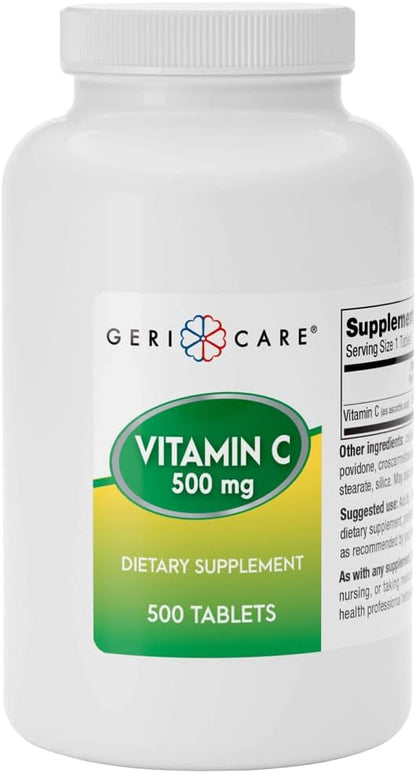GeriCare Vitamin C 500 mg Tablets – Antioxidant & Immune Support, 200 Tablets