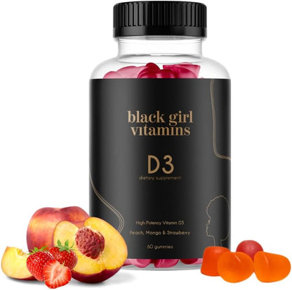 Black Girl Vitamins - Vitamin D3 Gummies, for Immune, Energy, and Bone Support, 2000IU (50mcg) per Serving, Gluten-free