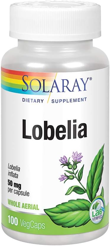 SOLARAY Lobelia Aerial 50mg – Respiratory & Bronchial Support with Ginger Root | Non-GMO & Vegan | 100 VegCaps - görsel 1