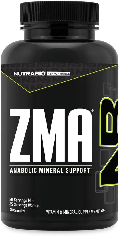NutraBio ZMA - Zinc Magnesium Supplement with Vitamin B6 (180 Capsules)