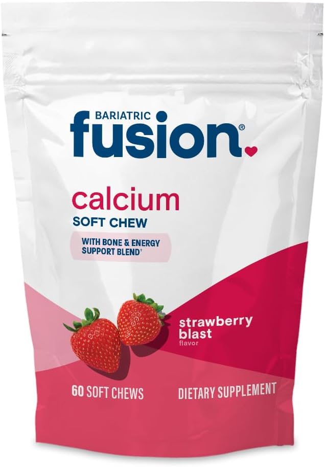 Bariatric Fusion Bariatric Calcium Supplement Chews | Calcium Citrate with Vitamin D3 Bariatric Vitamin | Sugar-Free Chewable | 500mg | Strawberry | 60 Chews - görsel 1