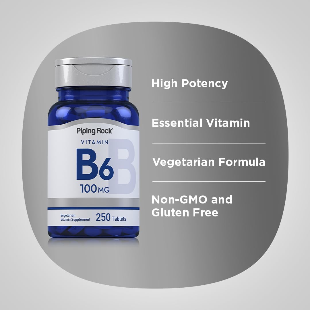 Piping Rock Vitamin B6 100mg Tablets – 250 Tablets - görsel 4