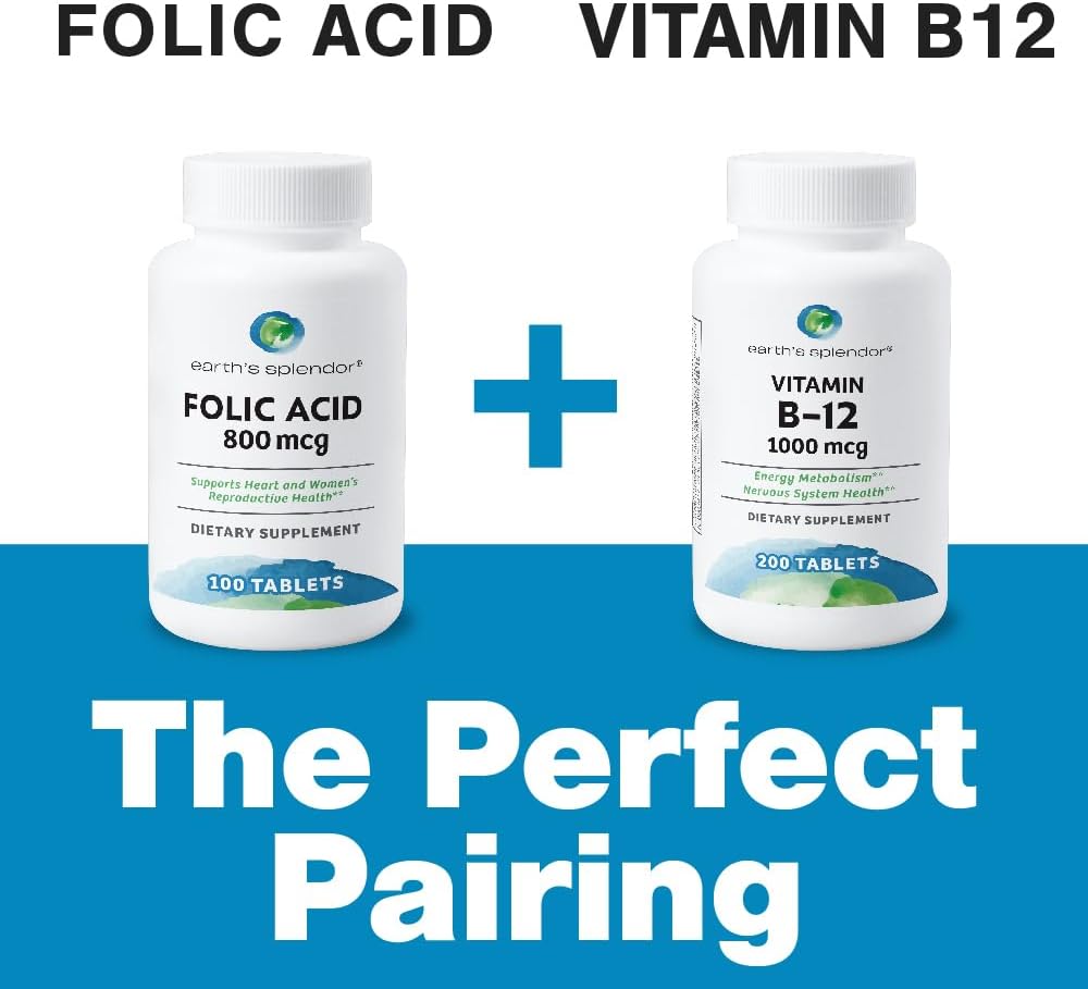 Earth's Splendor Folic Acid 800 mcg – Support for Heart and Reproductive Health, 200 Tablets (Pack of 2) - görsel 5