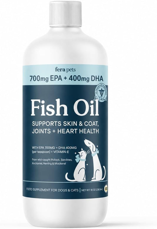 Fera Pets Liquid Fish Oil - Omega 3 for Dogs and Cats, 16 fl oz (473 ml)