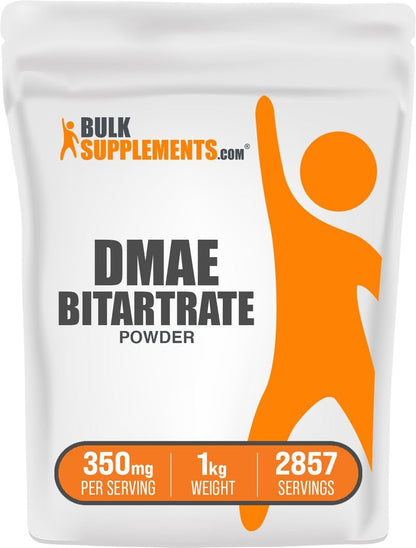 BulkSupplements.com DMAE Bitartrate Powder - Dimethylaminoethanol Bitartrate, DMAE Supplement - Unflavoured & Gluten-free, 350mg per Serving, 1kg (Pack of 5)