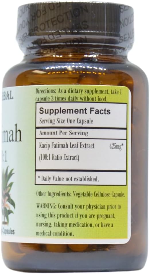 Kacip Fatimah 100:1 Extract | Labisia Pumila | Herbal Supplement for Women's Wellness | 425mg Per Capsule | 60 Vegan Capsules | Stearate-Free | Packaged in Glass - görsel 2