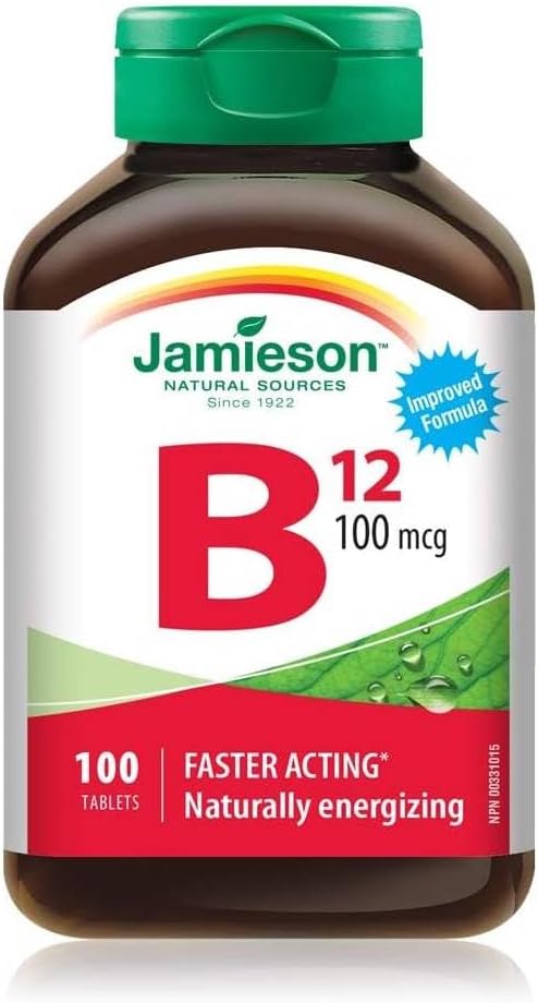 Jamieson B12 100 mcg (Methylcobalamin) – 100 Tablets - görsel 1