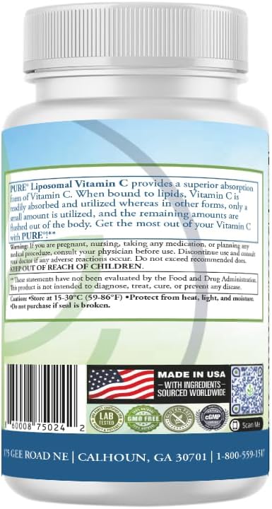 PURE Liposomal Vitamin C 2100mg – 180 Capsules (60 Servings) - görsel 5