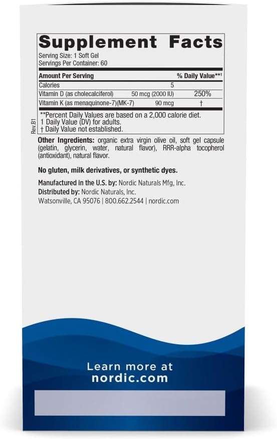 Nordic Naturals Vitamin D3 + K2, Orange Taste - 60 Soft gel capsules - görsel 2