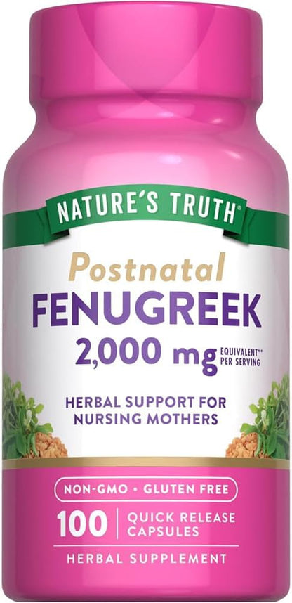 Nature's Truth Fenugreek 2000 mg Supplements, 100 Capsules