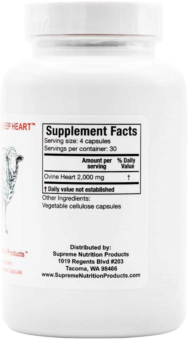 Supreme Nutrition Grass Fed Sheep Heart - 120 Pure Ovine Heart Capsules - görsel 2