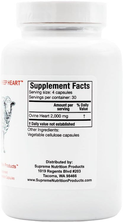 Supreme Nutrition Grass Fed Sheep Heart - 120 Pure Ovine Heart Capsules