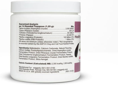 Waggedy Advanced Dog Probiotics Gut and Digestion Food Topper – Probiotic Powder with Digestive Enzymes & Papaya – Gentle Probiotics for Dogs 6+ Weeks – Supports Gut Balance, Comfort & Immune Health