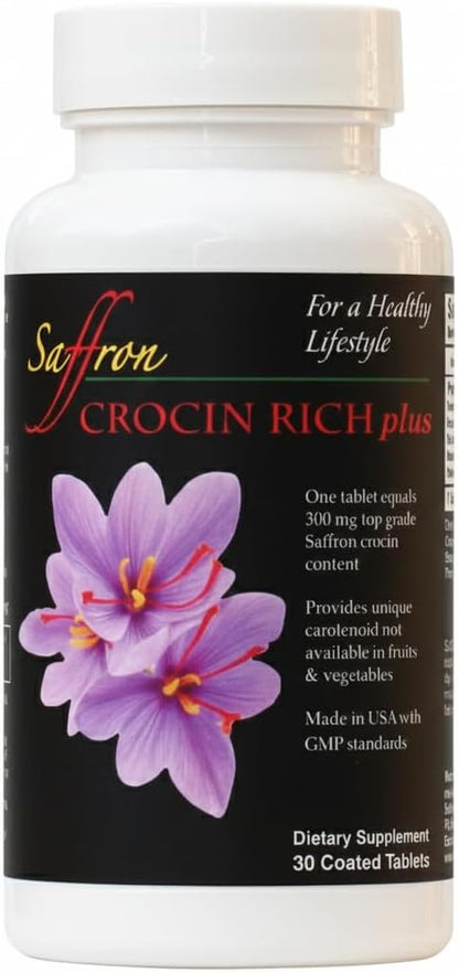 Crocin Rich Plus – High-Potency Brain Supplement with 25mg Crocin & 7 Antioxidants | Traditionally Used for Mental Clarity & Focus | 30 Tablets