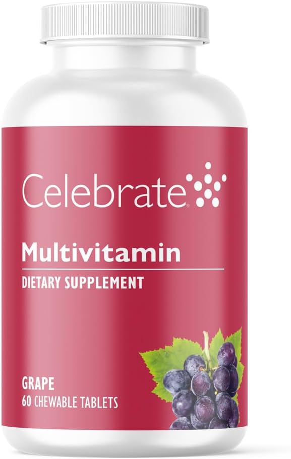 Celebrate Vitamins Bariatric Multivitamin Chewable, Iron-Free – Post Gastric Bypass & Sleeve Gastrectomy Supplement – Grape (60 Tablets) - görsel 1