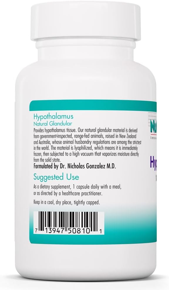 Nutricology Hypothalamus - Bovine Glandular Supplement - 500 mg - 100 Vegetable Capsules - görsel 3