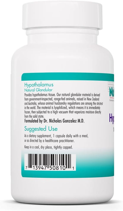 Nutricology Hypothalamus - Bovine Glandular Supplement - 500 mg - 100 Vegetable Capsules