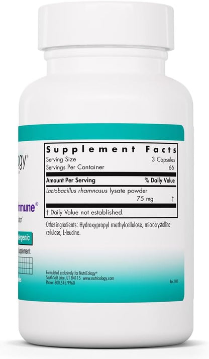 NutriCology ImmunoBiotic Pro - Postbiotic Supplement with Lactobacillus rhamnosus - Immune & Microbiome Support - 200 Capsules