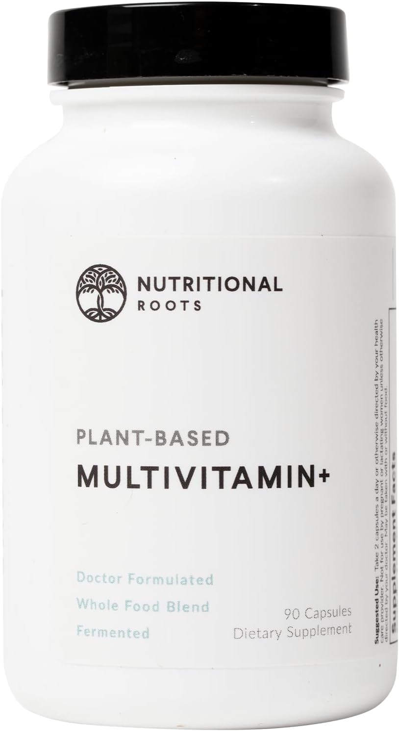 Nutritional Roots Multivitamin+ - Plant-Based Vegan Multivitamin with Organic Vegetables and Herbs, Fermented Vitamins, Probiotics (45 Capsules) - görsel 1