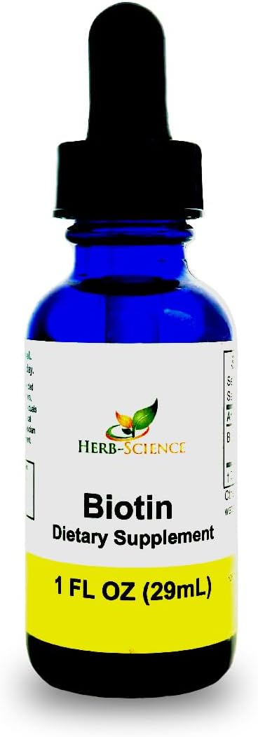 Herb-Science Liquid Biotin B7 – High-Absorption Cold-Pressed D-Biotin USP, Vegan Sublingual Drops, 1 oz - görsel 1