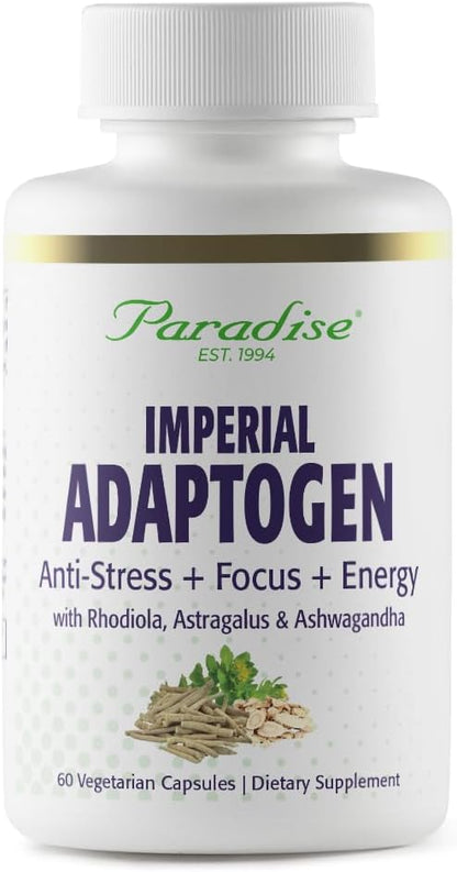 Paradise Herbs Imperial Adaptogens – Stress Support, Focus & Energy – 60 Vegetarian Capsules