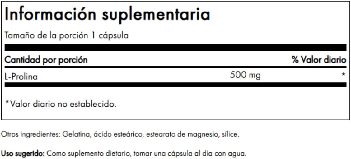 Swanson L-Proline 500 mg, 100 Capsules - Amino Acid Food Supplement for Connective Tissue and Collagen Support - görsel 2