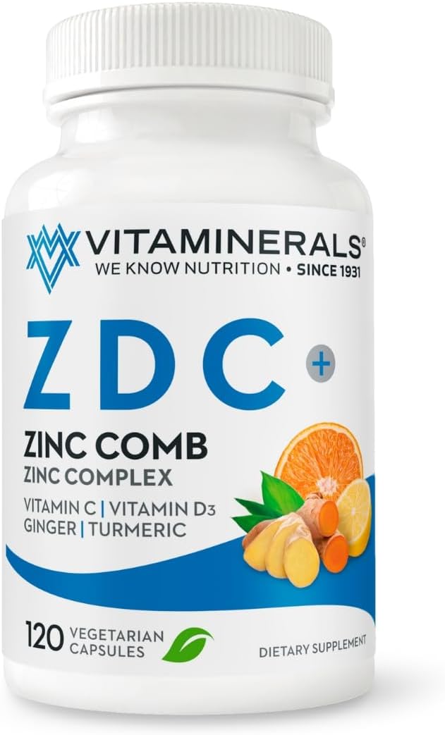 Vitaminerals Z D C - Zinc, Vitamin D3 & C Complex - 120 Vegetarian Capsules - görsel 1