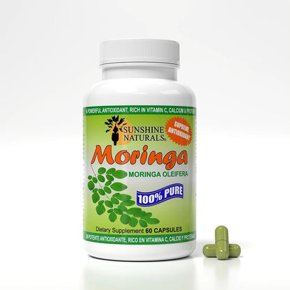 Sunshine Naturals Moringa Dietary Supplement. Immune Support, Energy Booster, Antioxidant Protection, and Nutrient-Rich Superfood. Promotes Digestion and Heart Health. 120 Capsules. Pack of 3