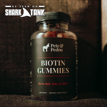 Pete & Pedro Biotin Gummies for Hair, Skin and Nails – 5000mcg Cherry Flavour, 60 Count
