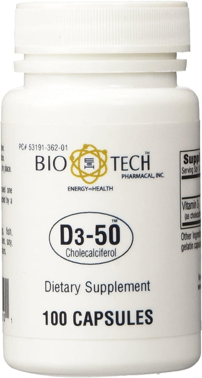 D3-50 50,000iu – Bio-Tech Pharmacal – 100 Capsules – Pack of 2