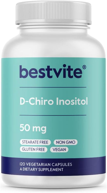 BESTVITE D-Chiro Inositol (120 Vegetarian Capsules) - No Stearates - Vegan - Non-GMO - Gluten-free