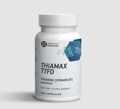 Objective Nutrients Thiamax Vitamin B1 (Thiamine TTFD) - High Absorption, 100mg, 180 Capsules