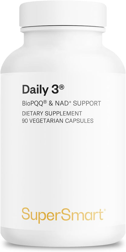 Supersmart Daily3 + Bio PQQ - All-in-One Multivitamin with 45 Essential Nutrients
