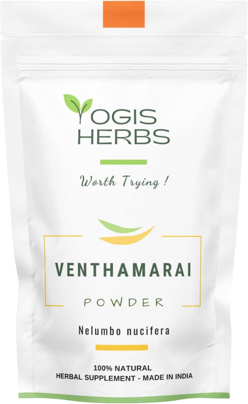 YOGIS HERBS Venthamarai Powder – Pure White Lotus (Nelumbo nucifera) Petal Powder for Heart Wellness & Calm - görsel 1