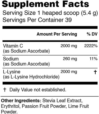 Life Energy High-Dose Vitamin C & L-Lysine Drink Mix - Passion Fruit & Lime, 210g