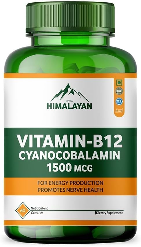 Vitamin B12 Methylcobalamin 1000 mcg – Plant-Based B12 Capsules with Spirulina, Wheatgrass, Beetroot & Amla – 60 Vegan Capsules - görsel 1