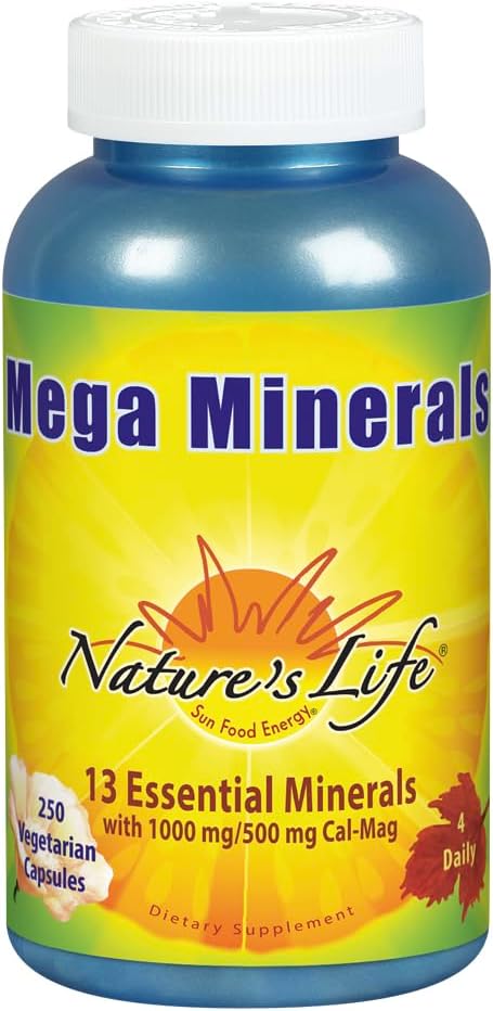 Nature's Life Mega Minerals Complex - Complete Multi Mineral with Vitamin D3 - 250 Vegetarian Capsules - görsel 1