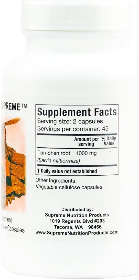 Supreme Nutrition Dan Shen Supreme - 100% Pure Red Sage (Dan Shen) Vegetarian Capsules, 90 Count (2 Pack) - görsel 2