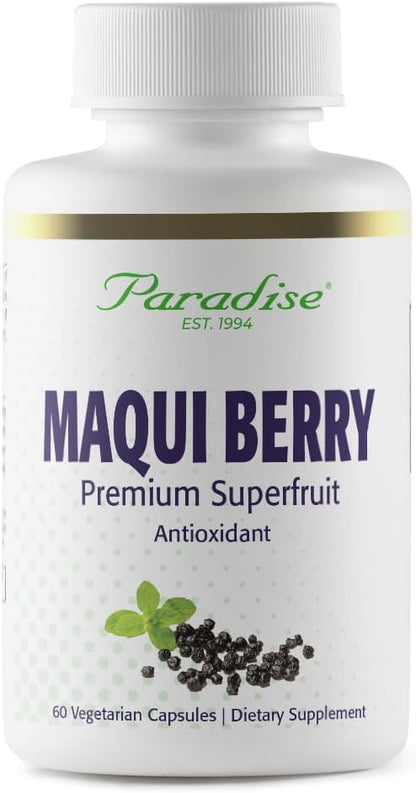 Paradise Herbs, Organic Maqui Berry Extract, 400 mg, Fresh, Freeze-Dried Concentrate for Superior Potency, Non-GM, Vegan, 60 Capsules