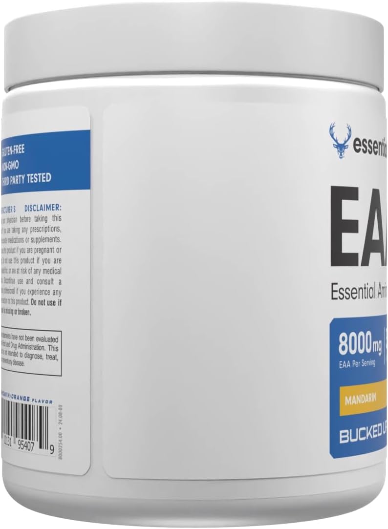 Bucked Up Essential Amino Acids - EAA Powder - Easy Mix, Non Clumping Formula - for Pre/Intra Workout - Mandarin Flavour - 30 Servings - 11.6 oz - görsel 3