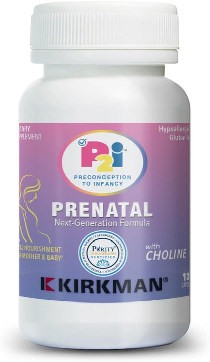 Kirkman P2i Prenatal Vitamins – Multivitamin with Choline, 120 Capsules