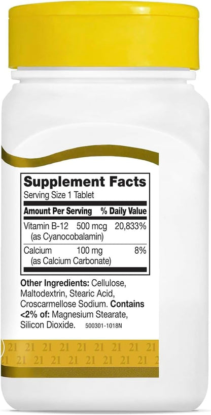 21st Century B-12 500 mcg Tablets, 110 Count (Pack of 2)